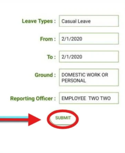 Final Submit for Leave apply
